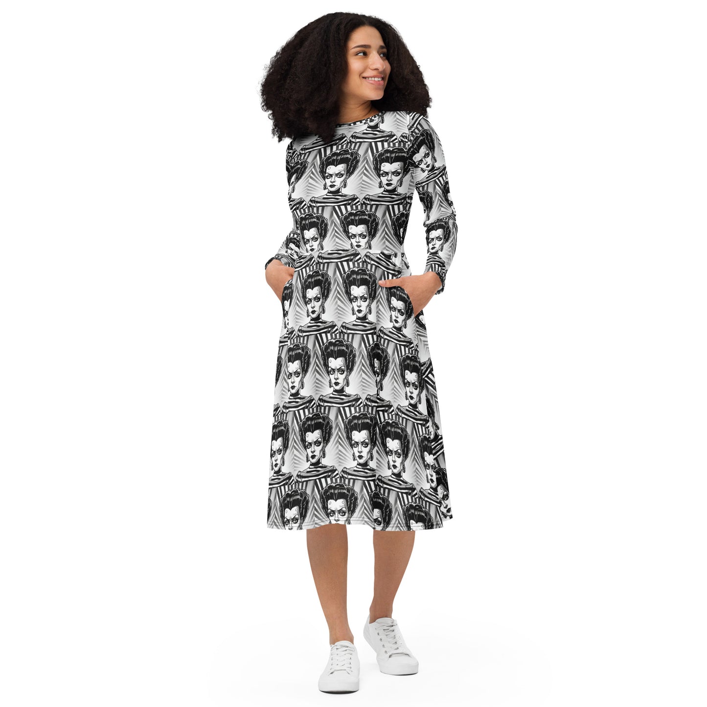 RIZZO LONG SLEEVE MIDI DRESS