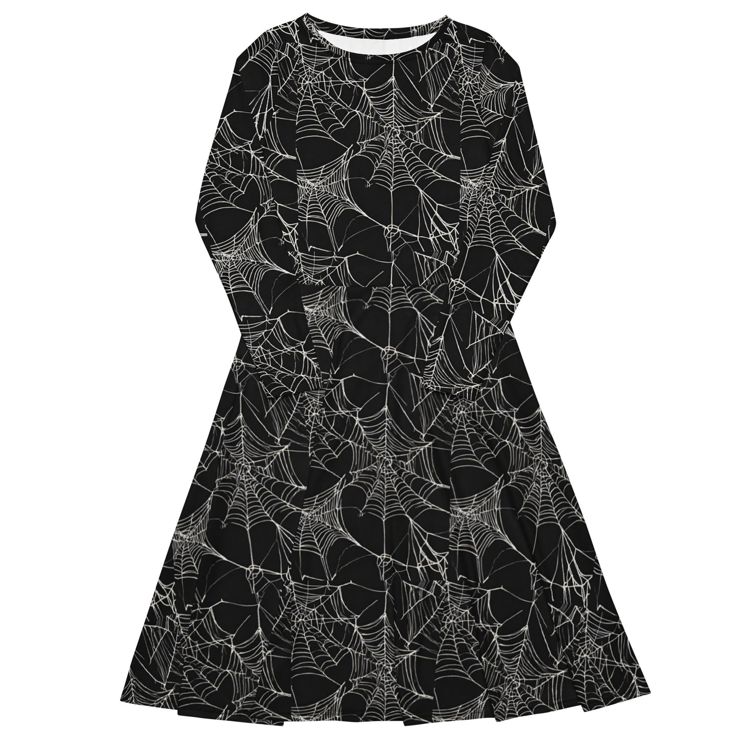 WEB OF LIES LONG SLEEVE MIDI DRESS