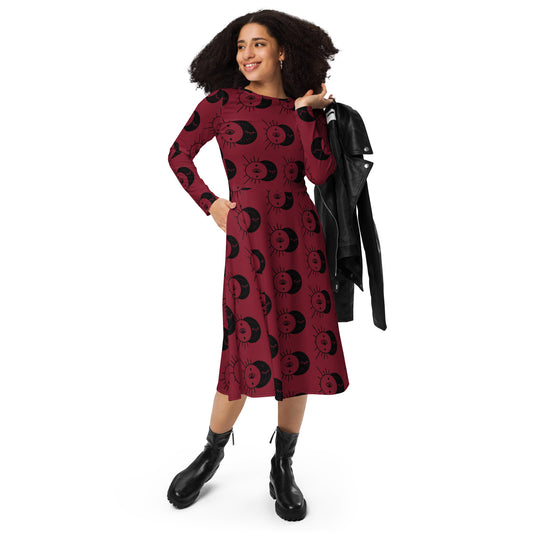 MYSTICAL LONG SLEEVE MIDI DRESS
