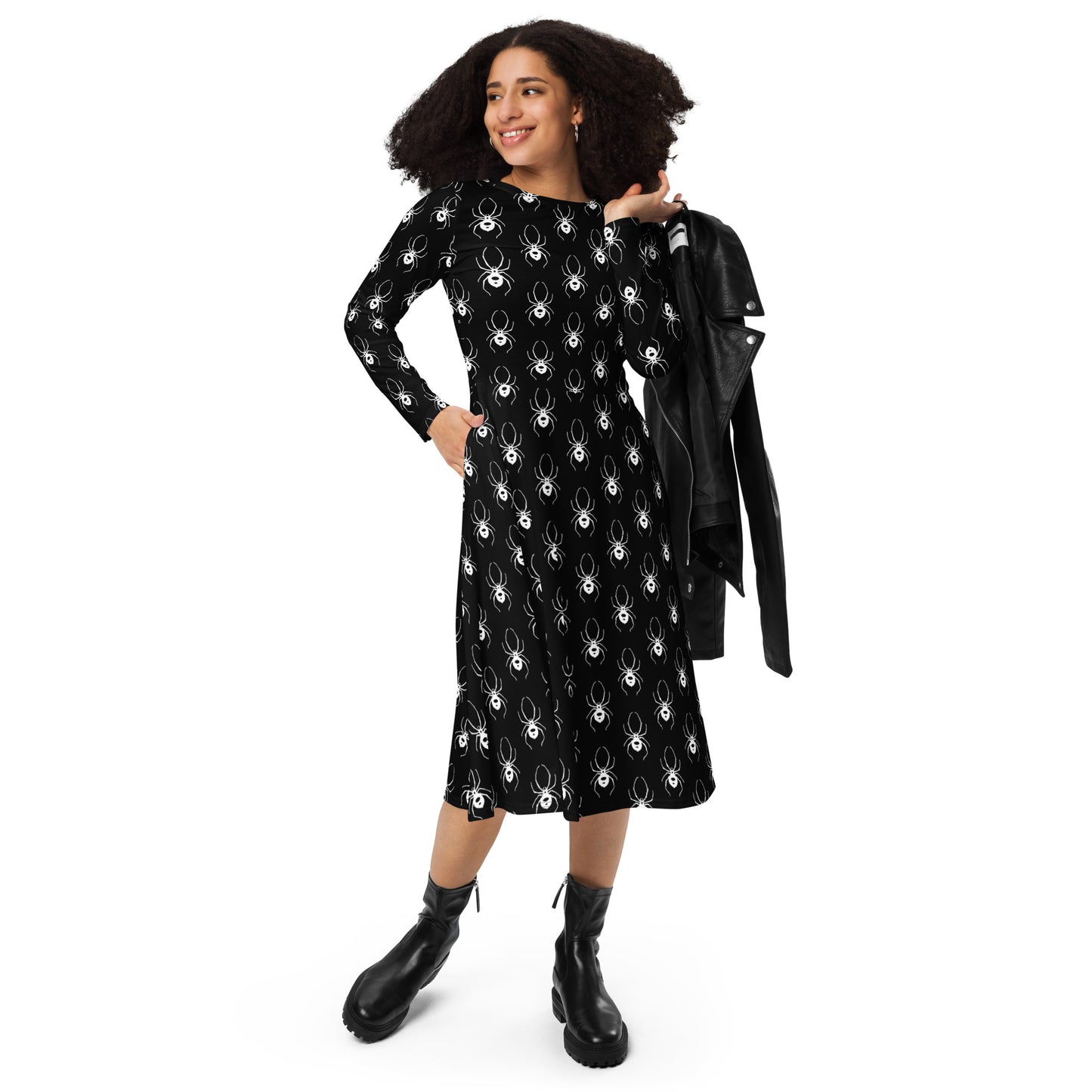 BLACK WIDOW LONG SLEEVE MIDI DRESS