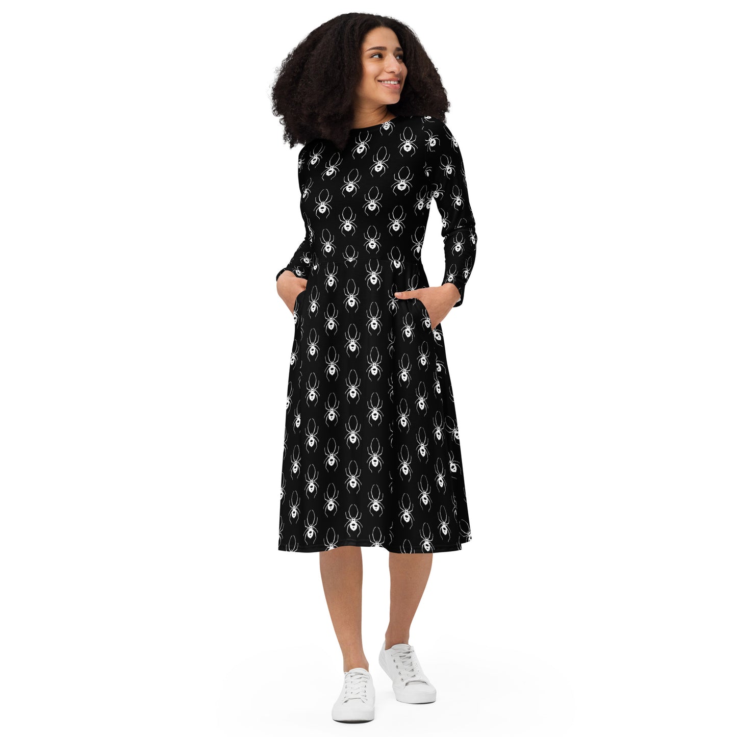 BLACK WIDOW LONG SLEEVE MIDI DRESS