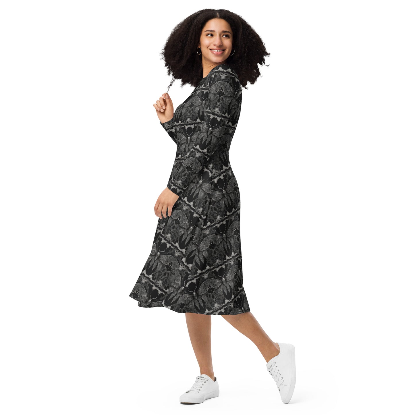 MOTH & LACE LONG SLEEVE MIDI DRESS