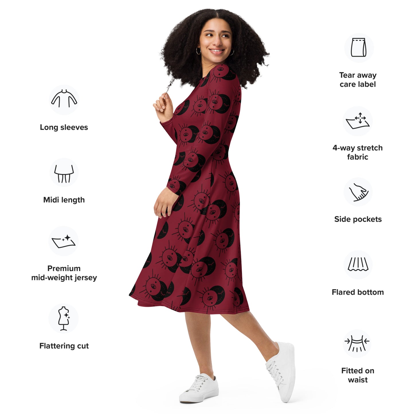 MYSTICAL LONG SLEEVE MIDI DRESS
