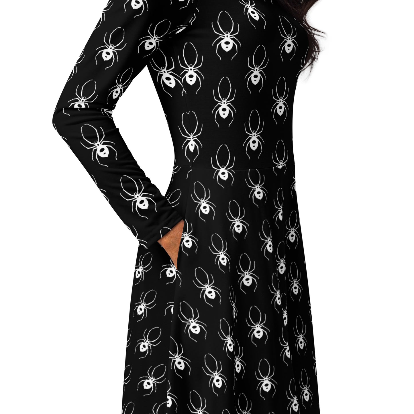 BLACK WIDOW LONG SLEEVE MIDI DRESS