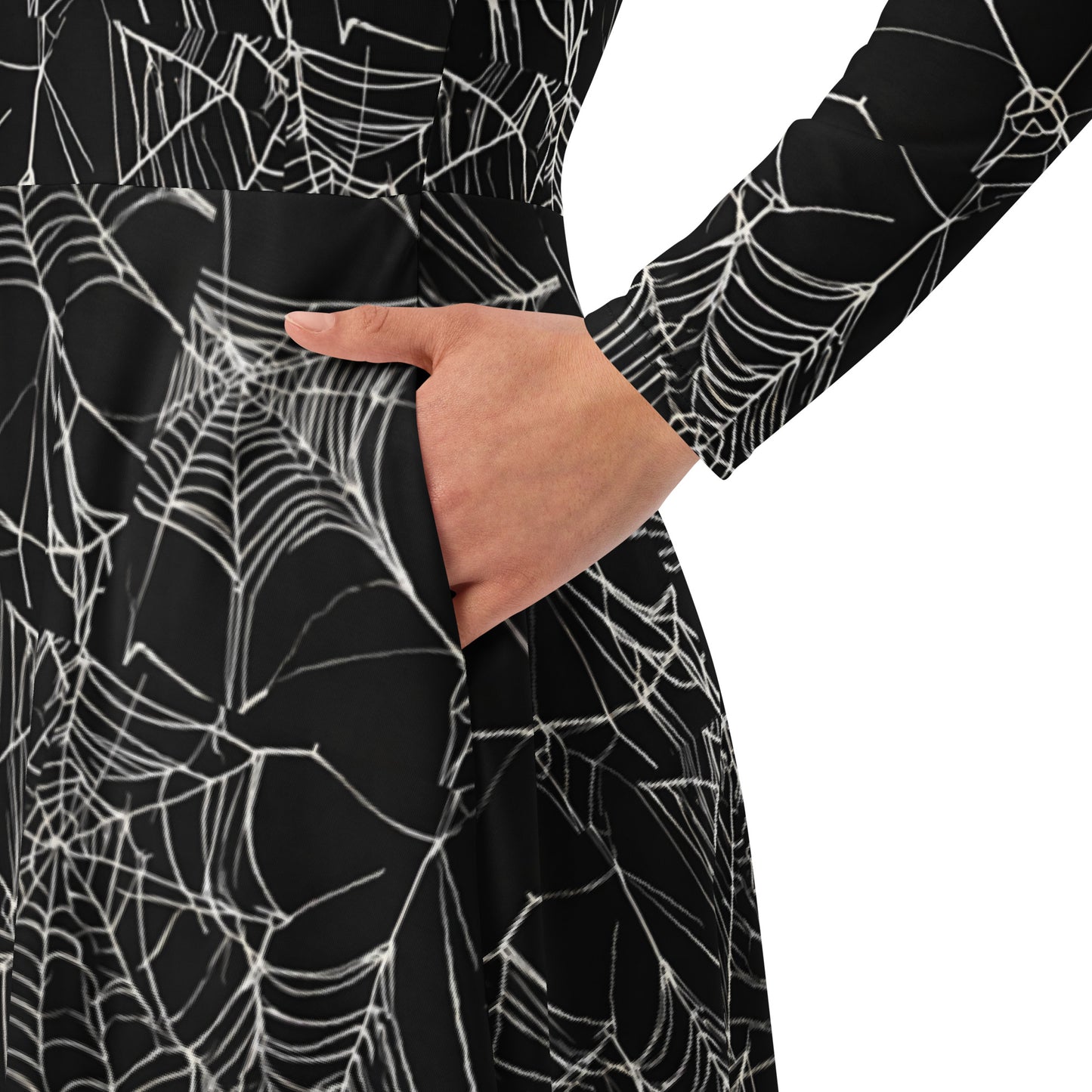 WEB OF LIES LONG SLEEVE MIDI DRESS