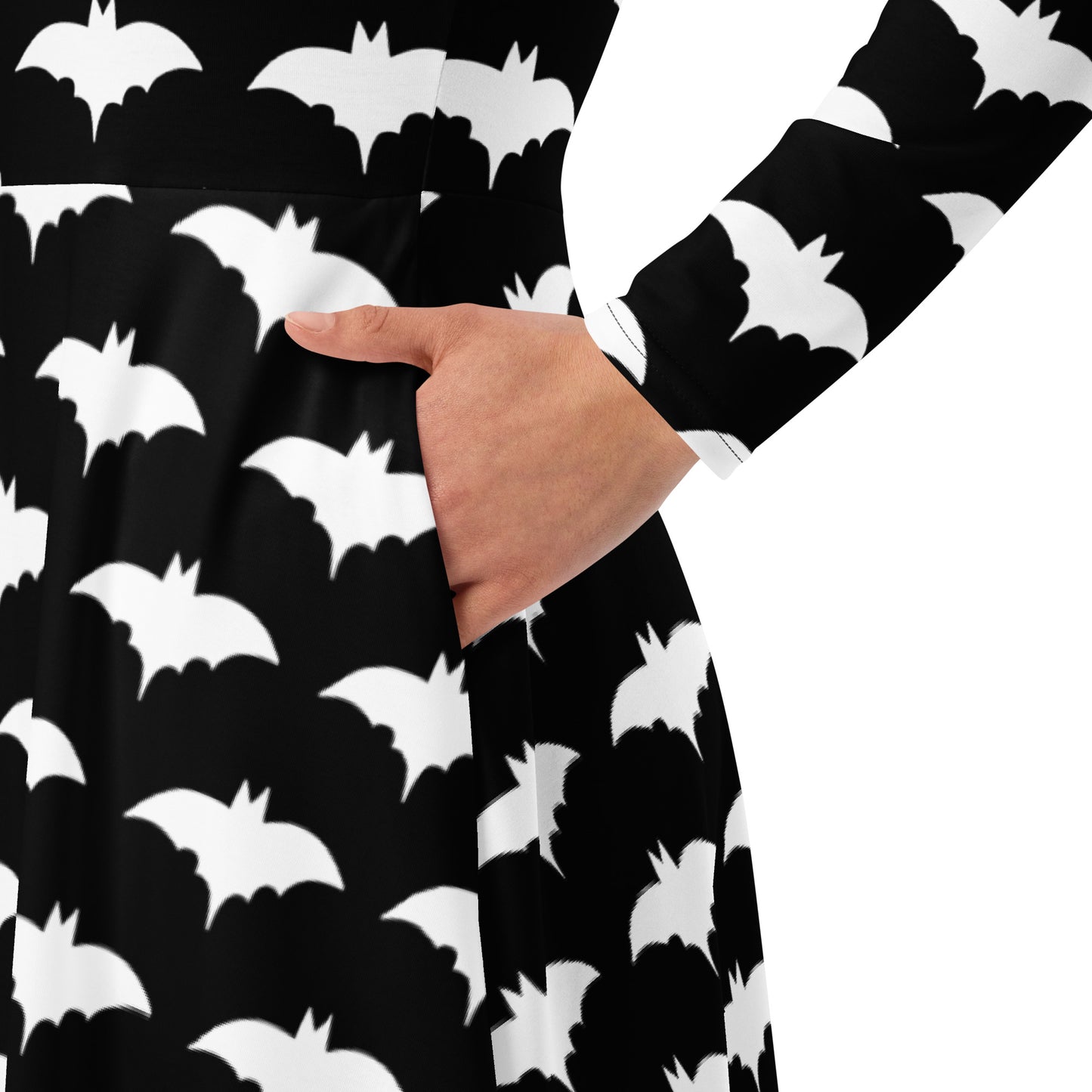 WHITE BAT LONG SLEEVE MIDI DRESS