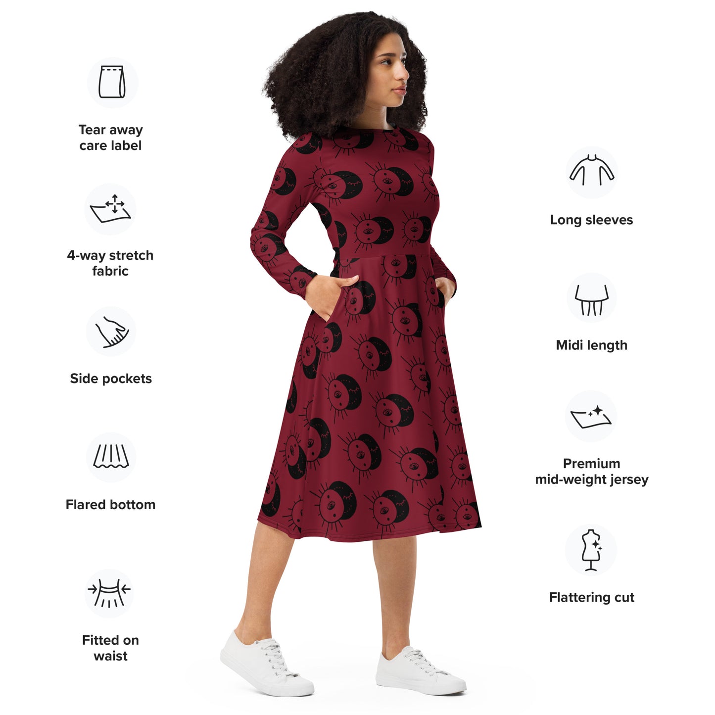 MYSTICAL LONG SLEEVE MIDI DRESS