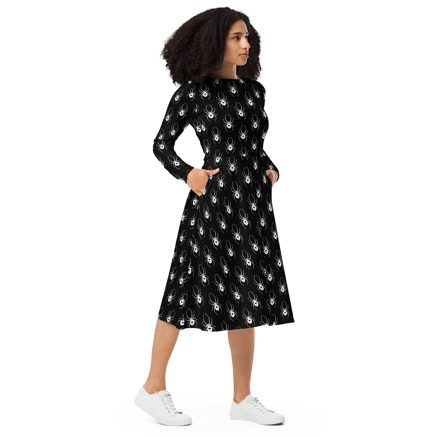 BLACK WIDOW LONG SLEEVE MIDI DRESS