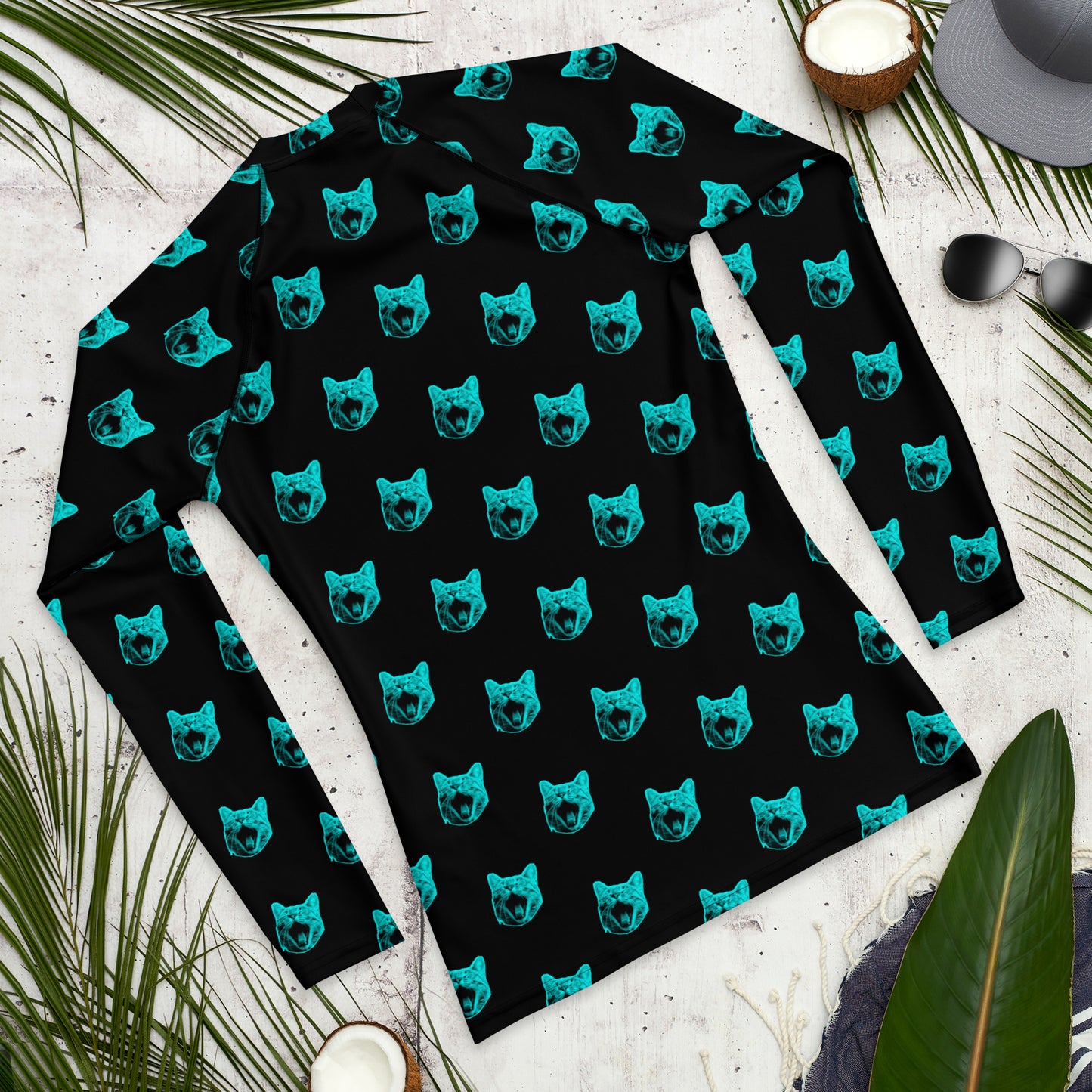 ELECTRIC BLUE CAT RASH GUARD