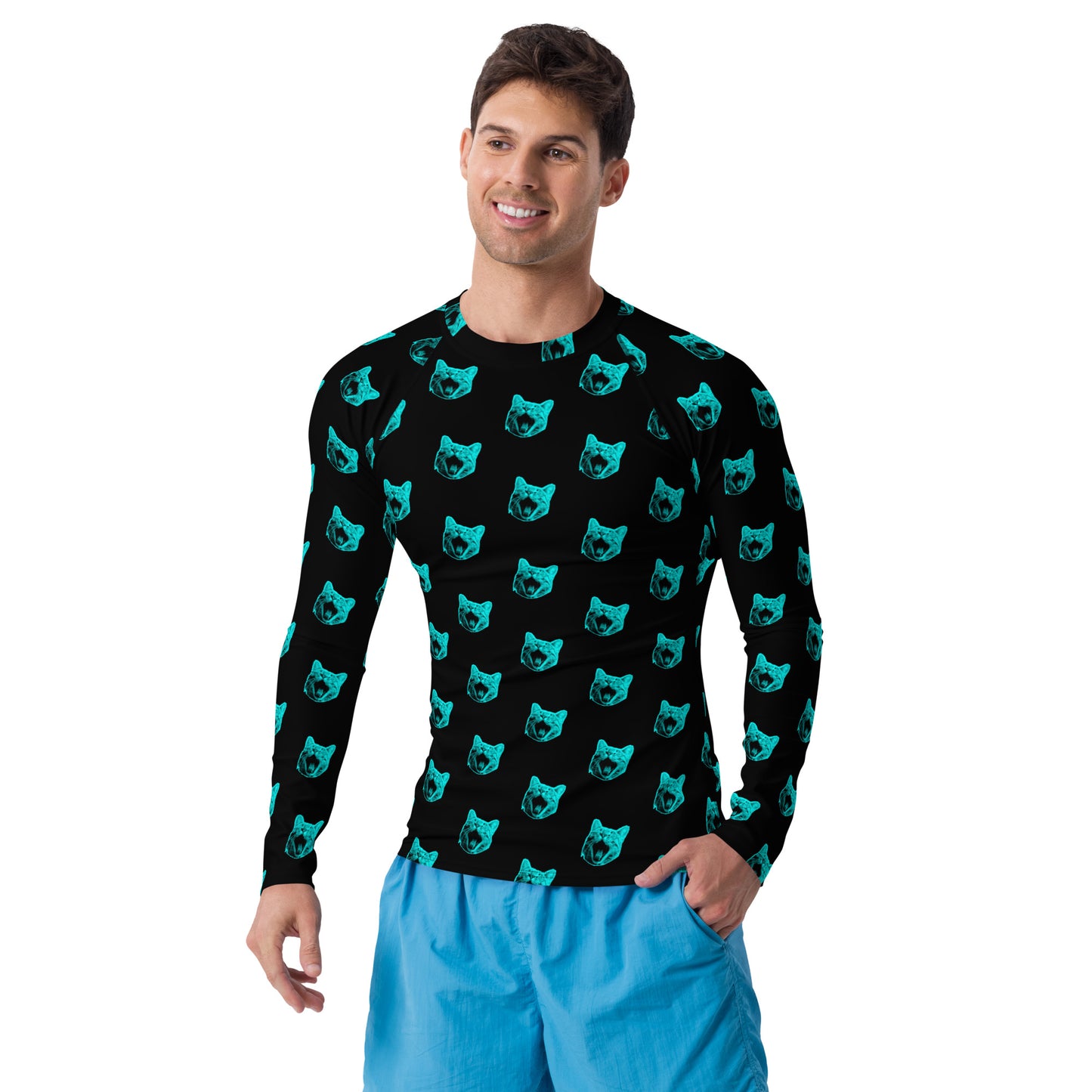 ELECTRIC BLUE CAT RASH GUARD