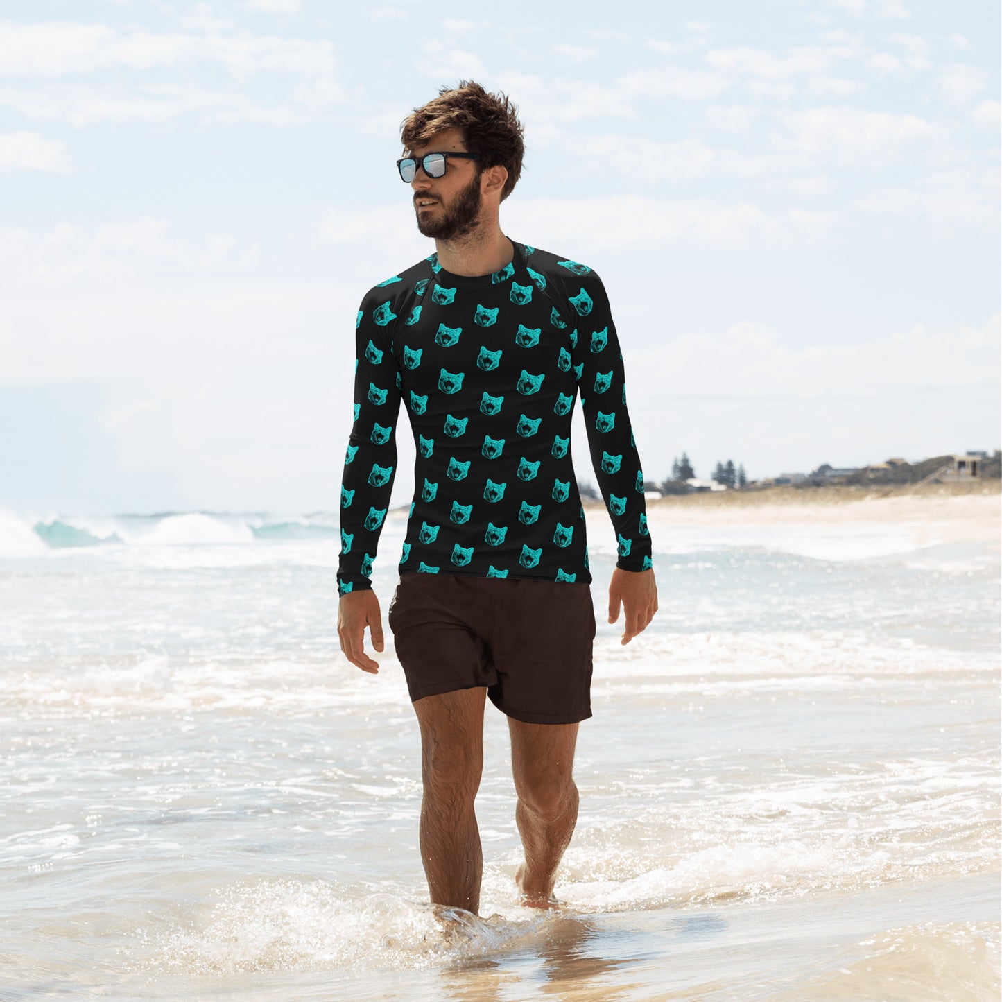 ELECTRIC BLUE CAT RASH GUARD