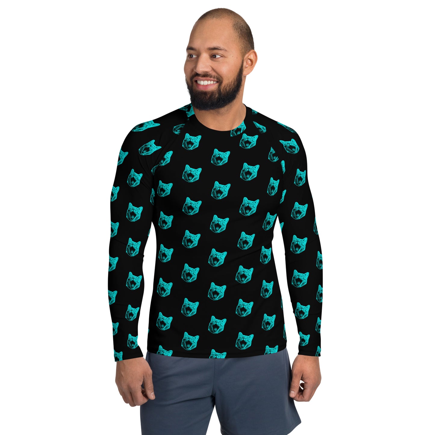 ELECTRIC BLUE CAT RASH GUARD