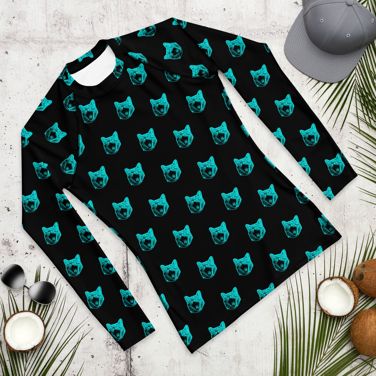 ELECTRIC BLUE CAT RASH GUARD
