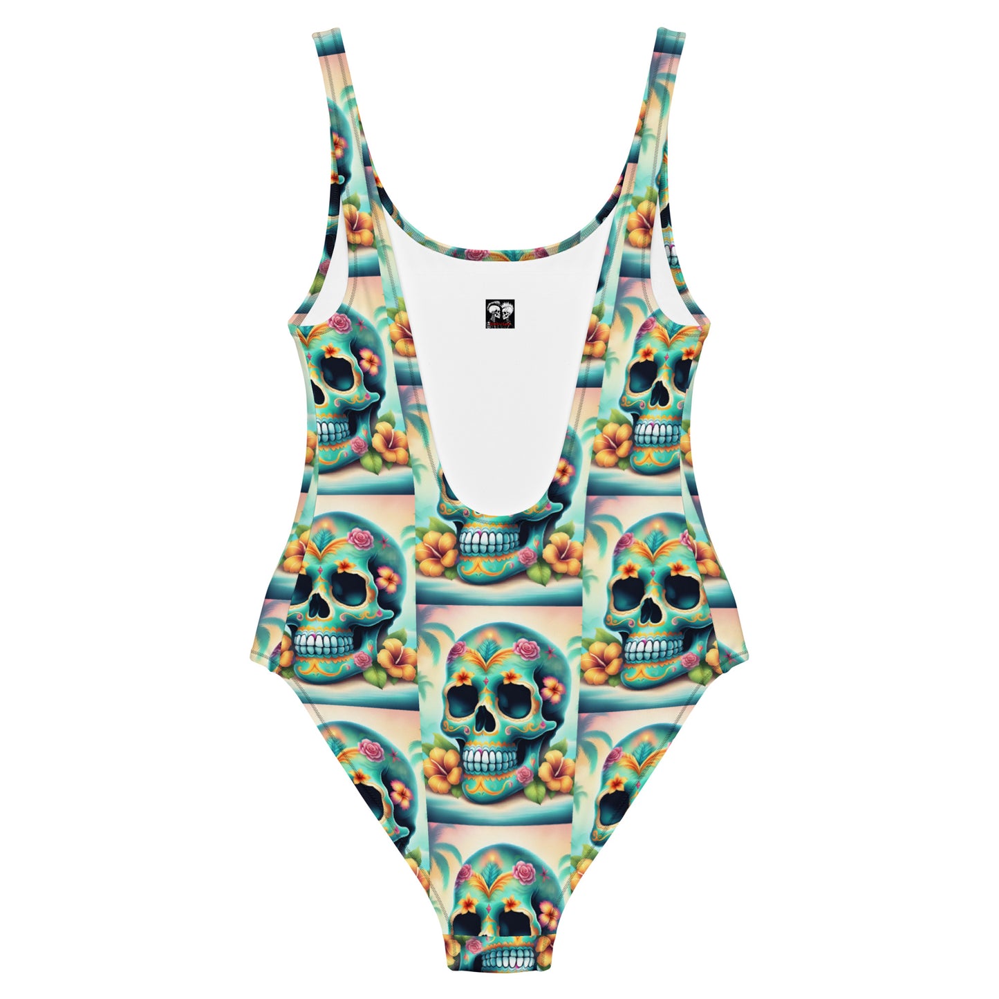 TROPICAL GREEN SKULL SWIMSUIT