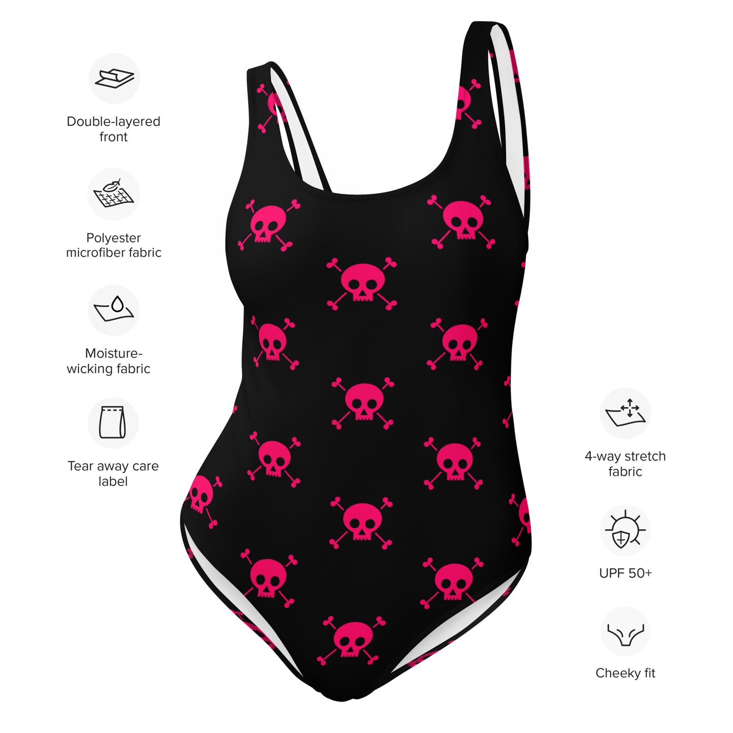 PINK SKULL & BONES SWIMSUIT