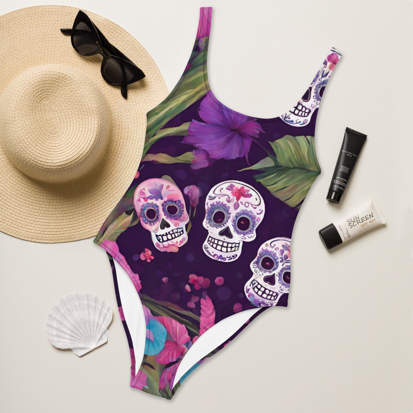 FOUR TROPICAL SKULLS SWIMSUIT