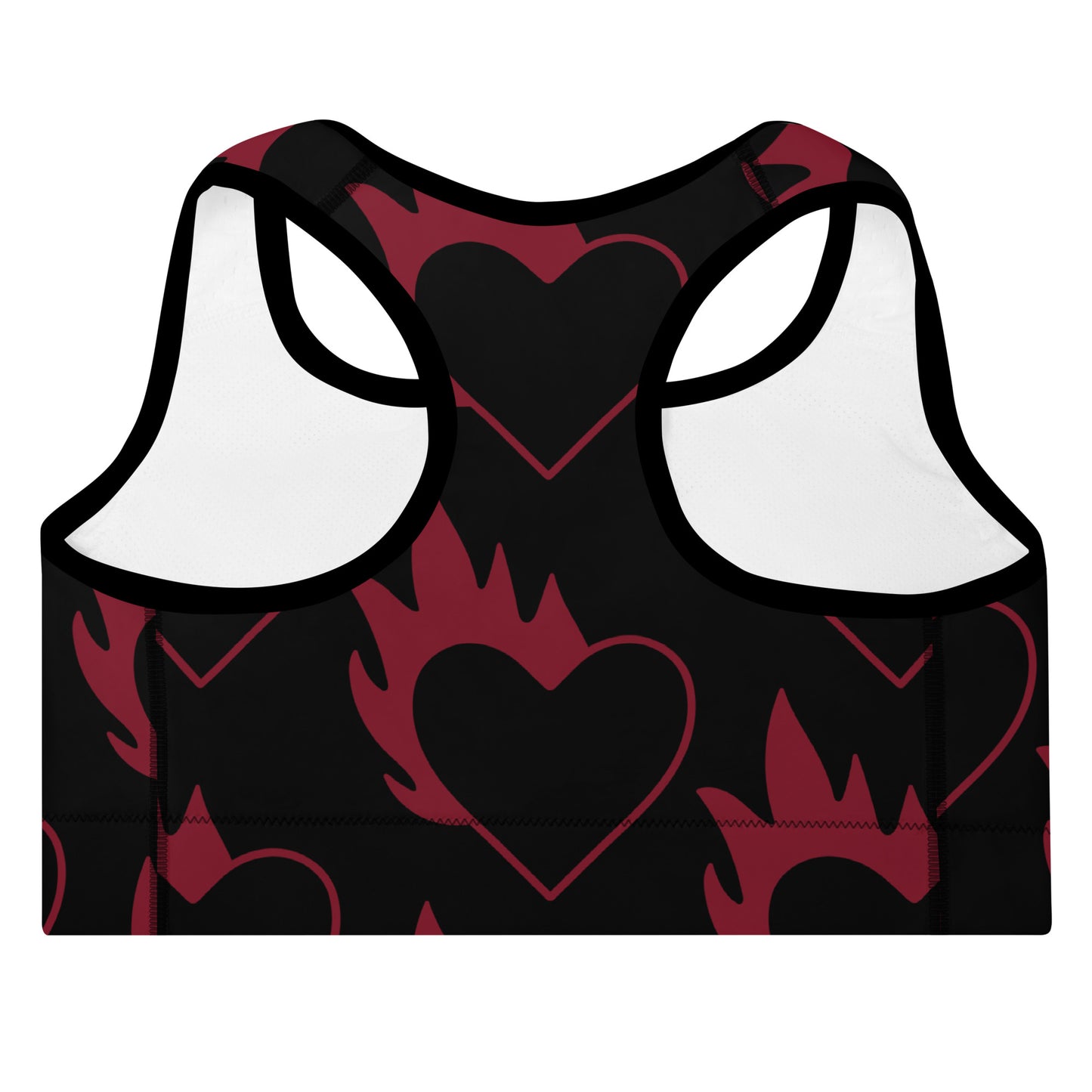 FLAMING HEART PADDED SPORTS BRA