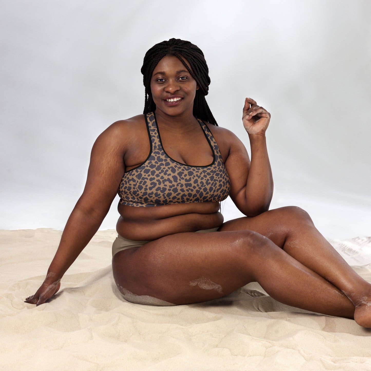 LEOPARD PRINT PADDED SPORTS BRA