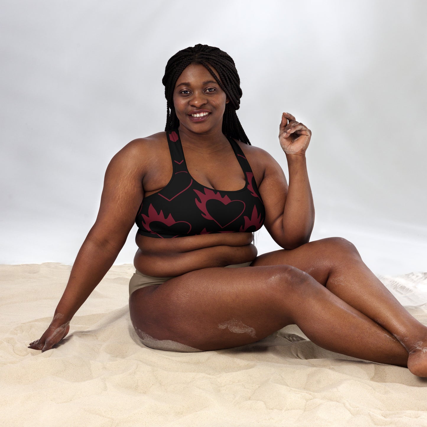 FLAMING HEART PADDED SPORTS BRA