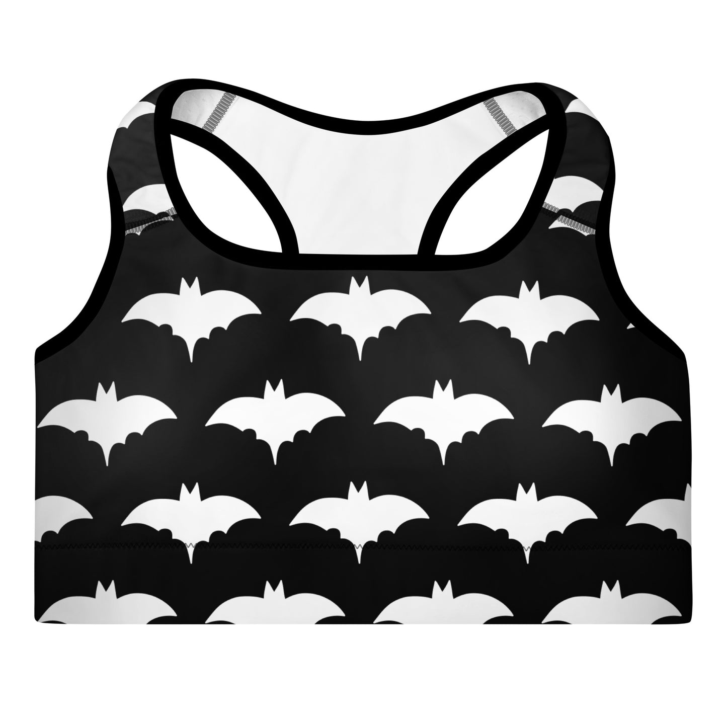 WHITE BAT PADDED SPORTS BRA