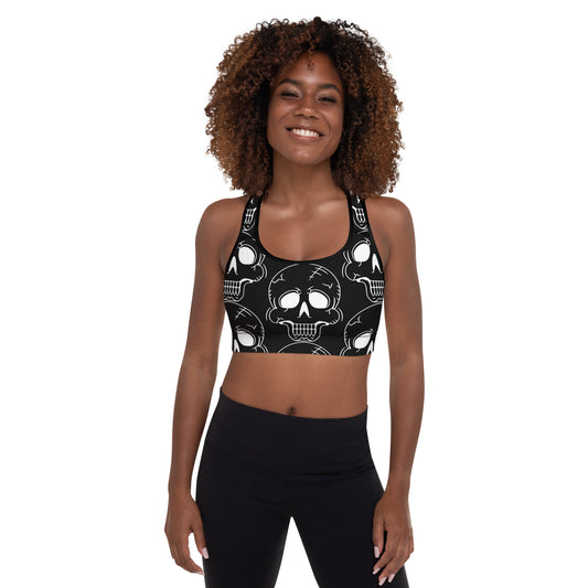 BLACK LAUGHING SKULL PADDED BRA