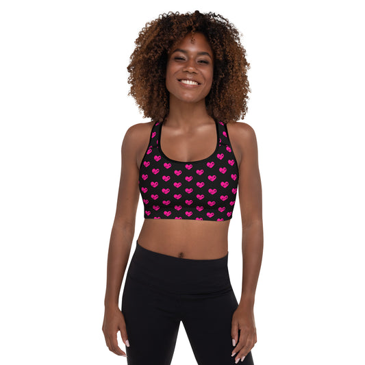 PINNED HEART PADDED SPORTS BRA