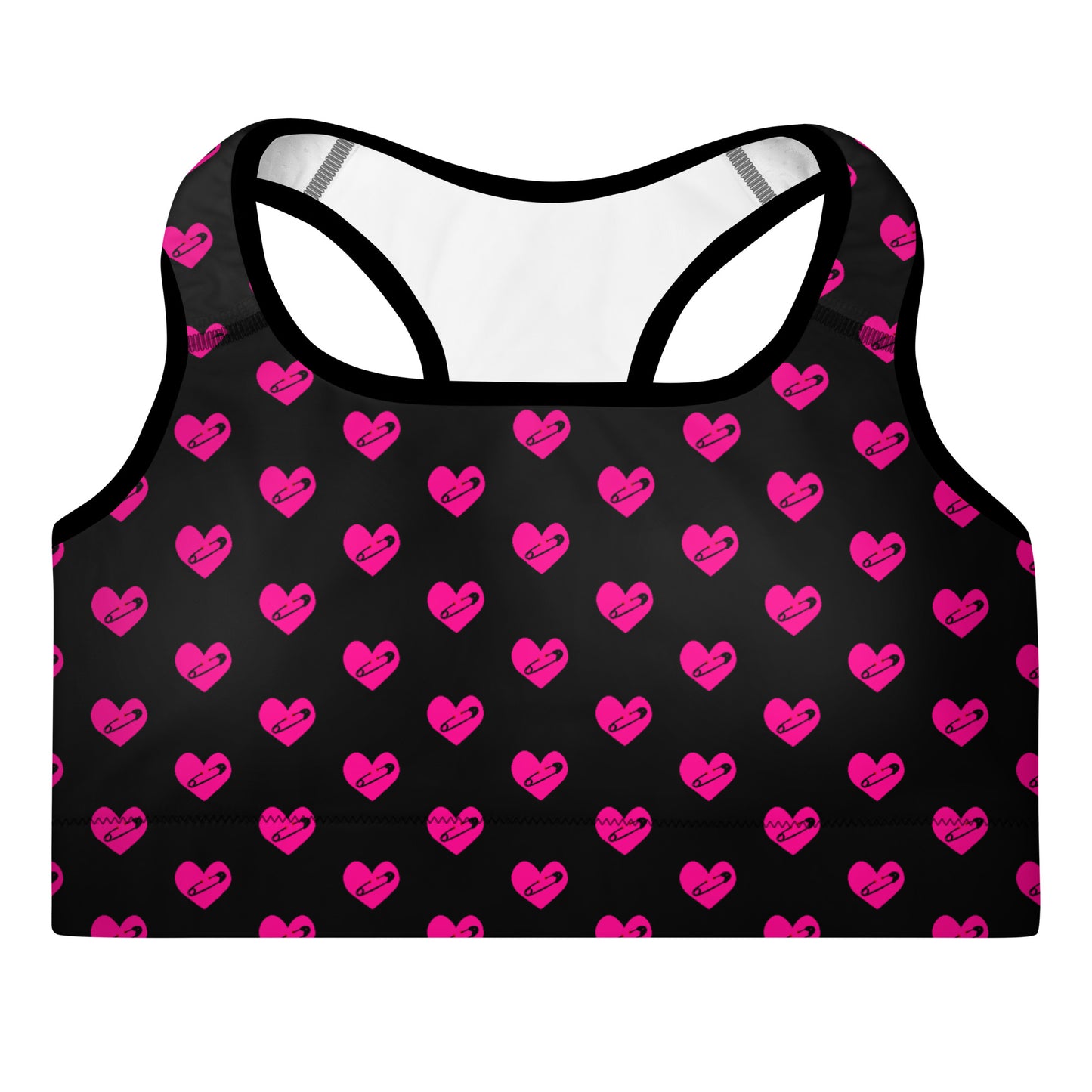 PINNED HEART PADDED SPORTS BRA