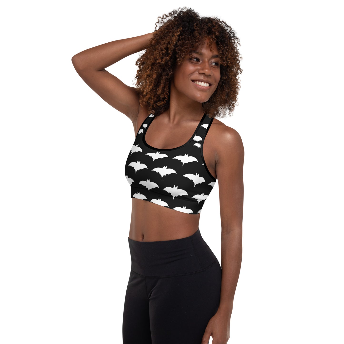 WHITE BAT PADDED SPORTS BRA