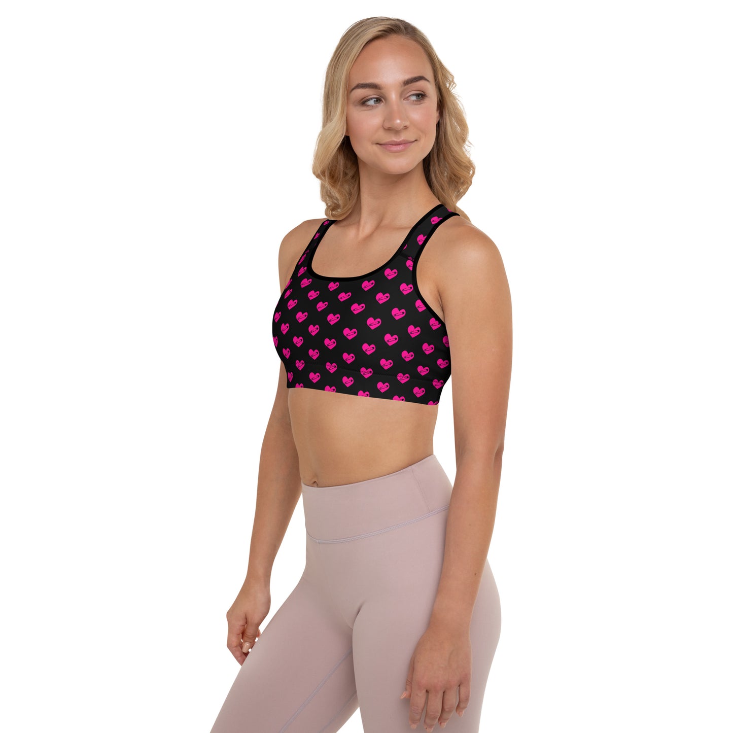 PINNED HEART PADDED SPORTS BRA