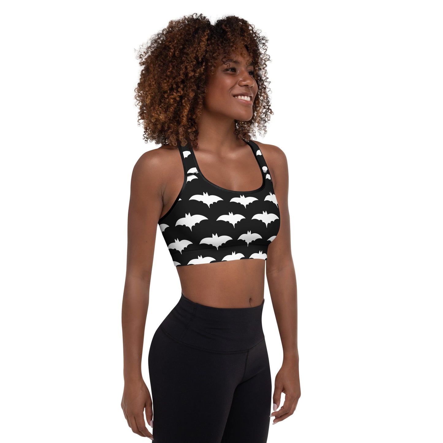 WHITE BAT PADDED SPORTS BRA