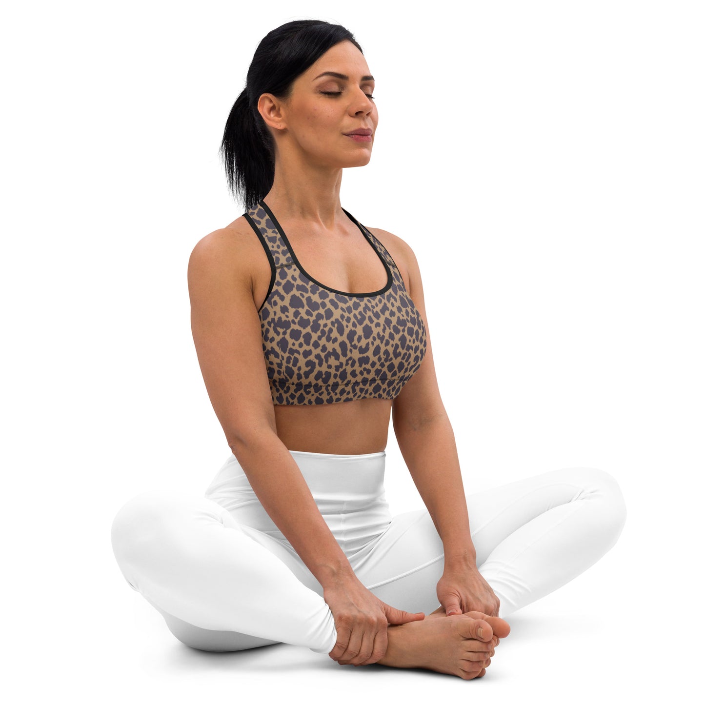LEOPARD PRINT PADDED SPORTS BRA
