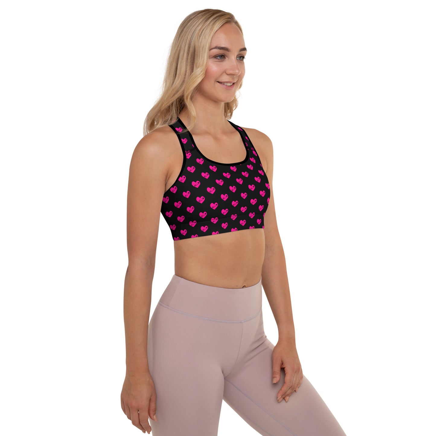 PINNED HEART PADDED SPORTS BRA