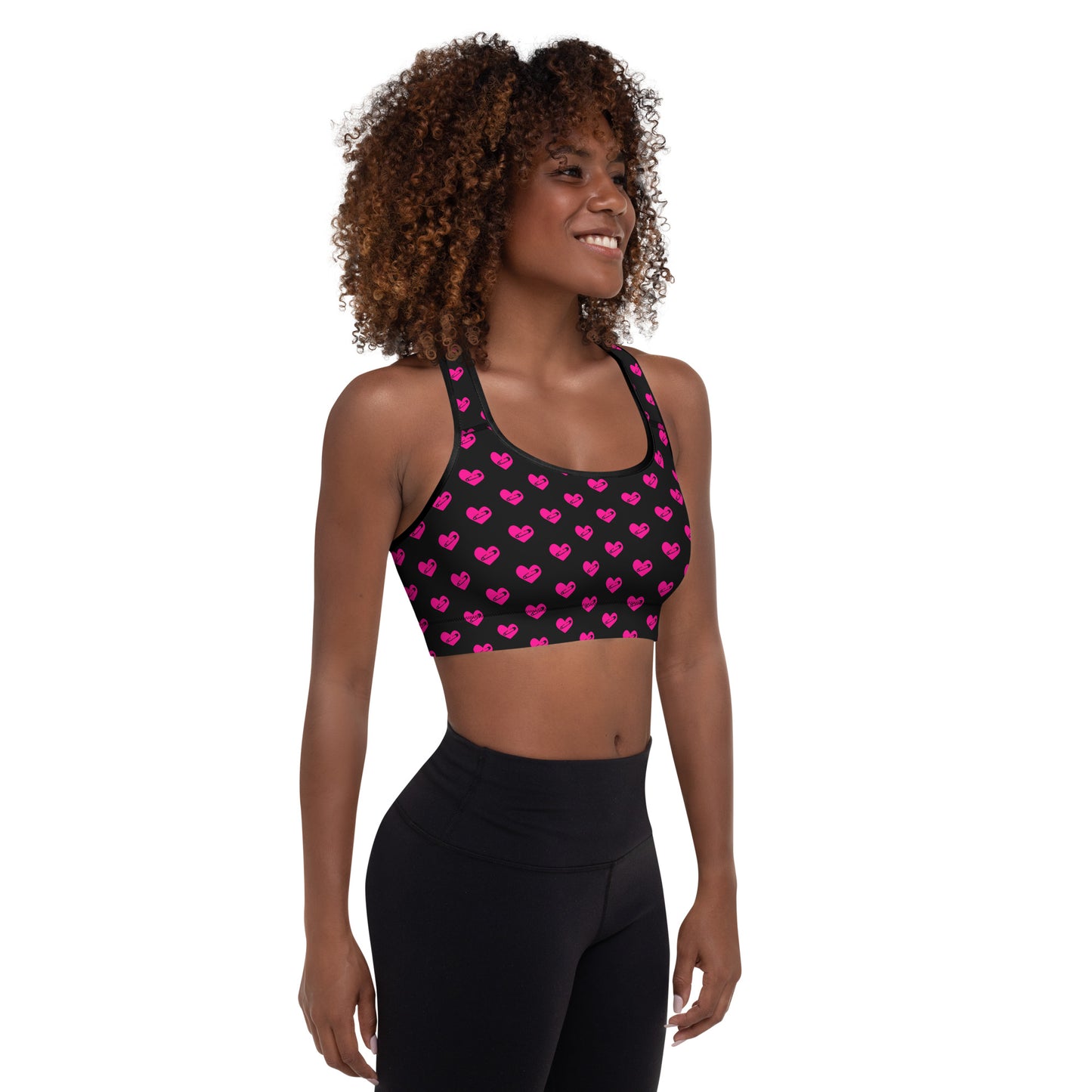 PINNED HEART PADDED SPORTS BRA