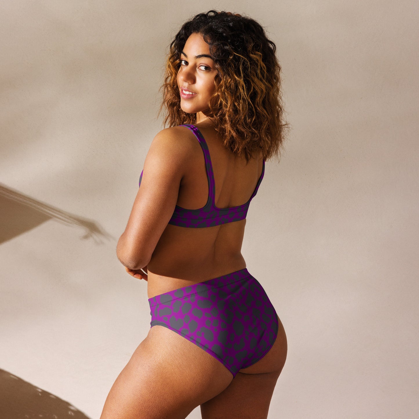 PURPLE LEOPARD RECYCLED HIGH-WAISTED BIKINI