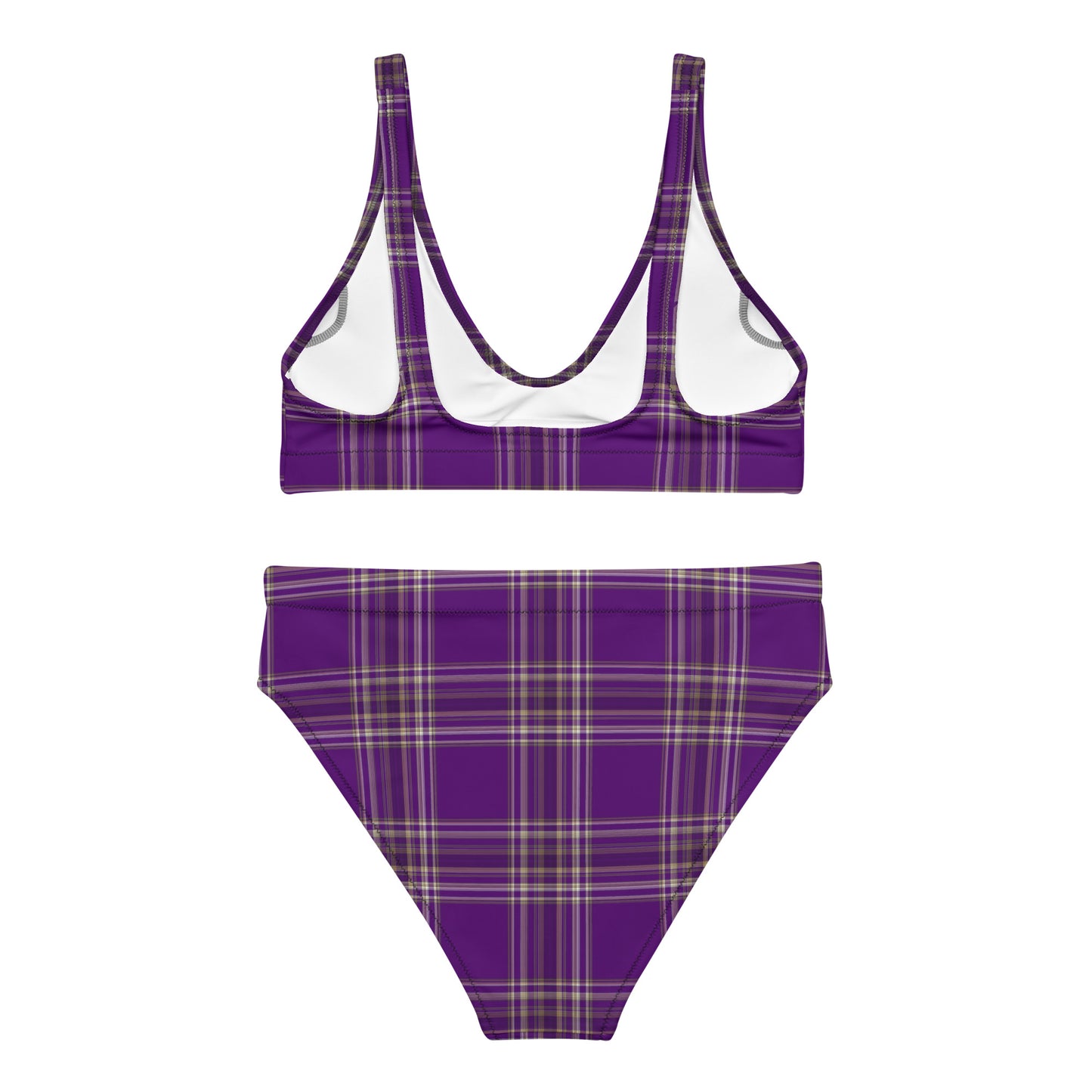 PURPLE PLAID RECYCLED HIGH-WAISTED BIKINI