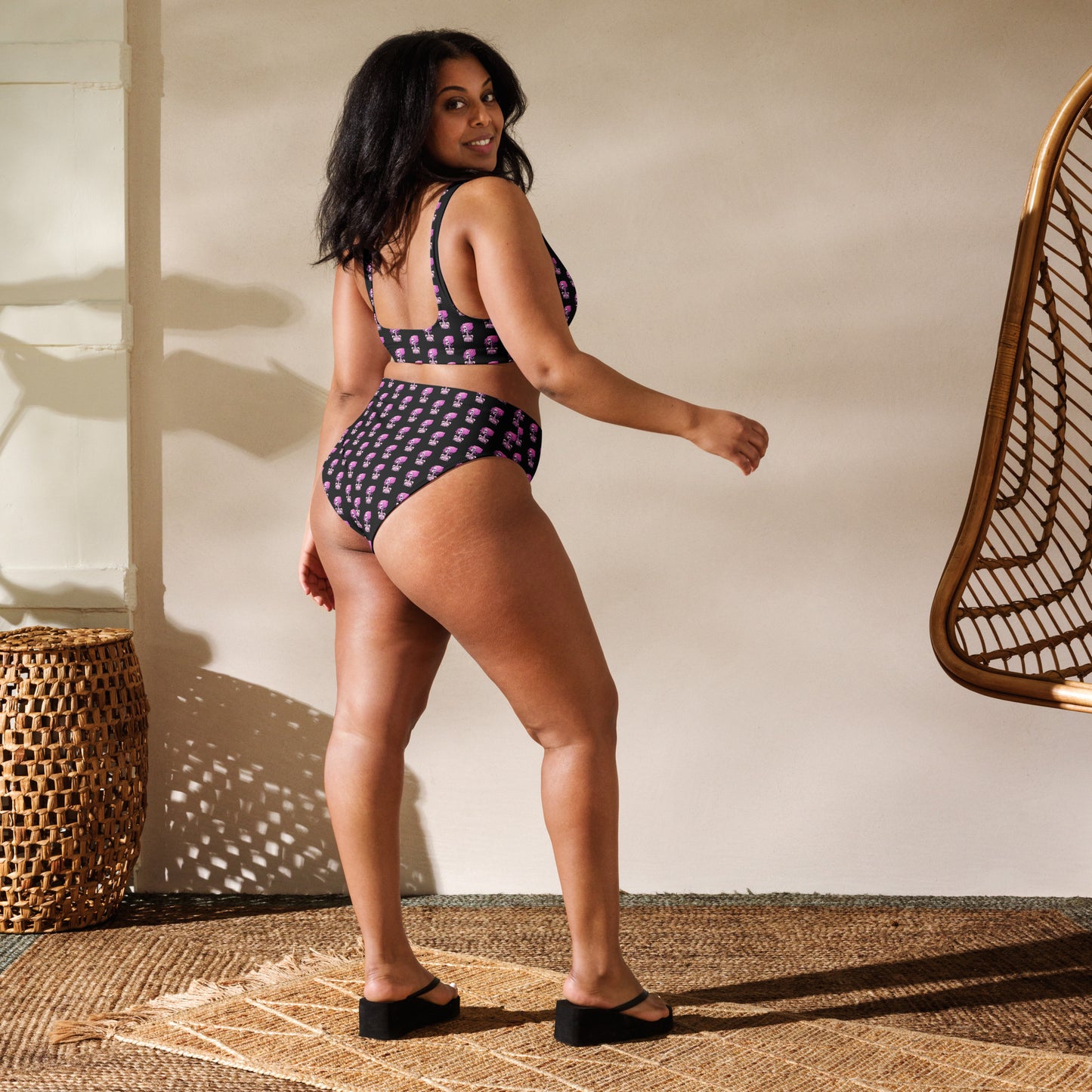 PINK SKELETON RECYCLED HIGH-WAISTED BIKINI