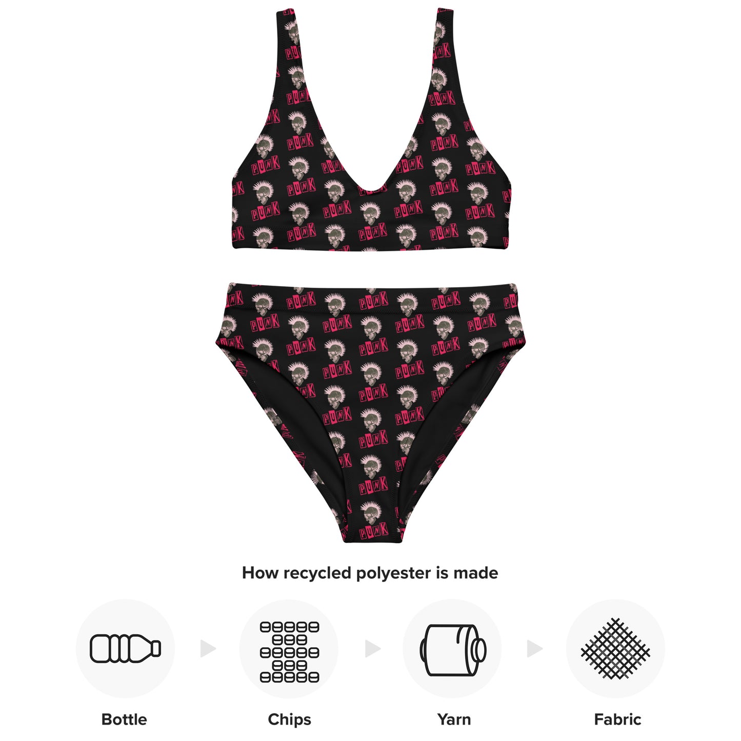 PUNK IS PINK RECYCLED HIGH-WAISTED BIKINI