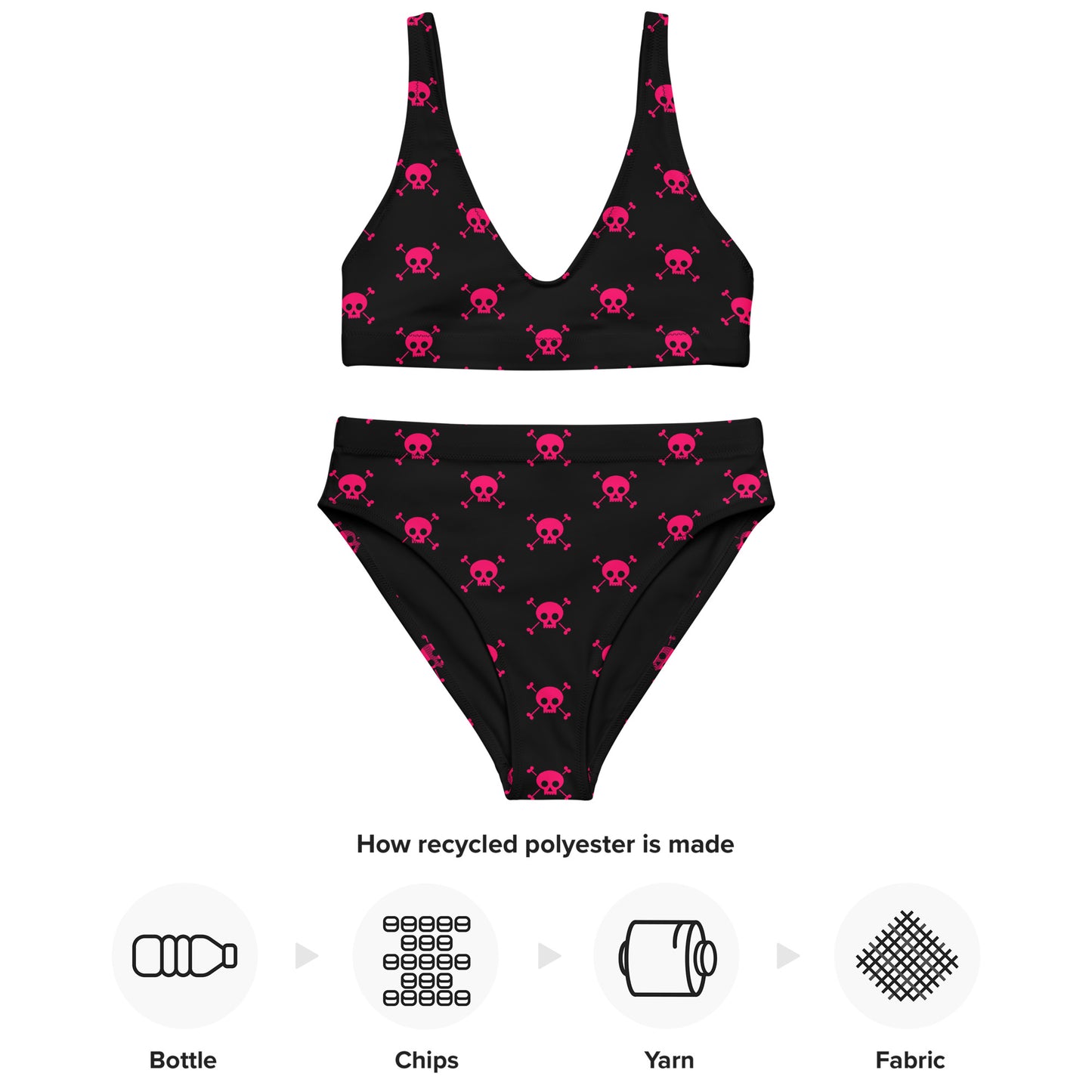 PINK SKULL & BONES RECYCLED HIGH-WAISTED BIKINI