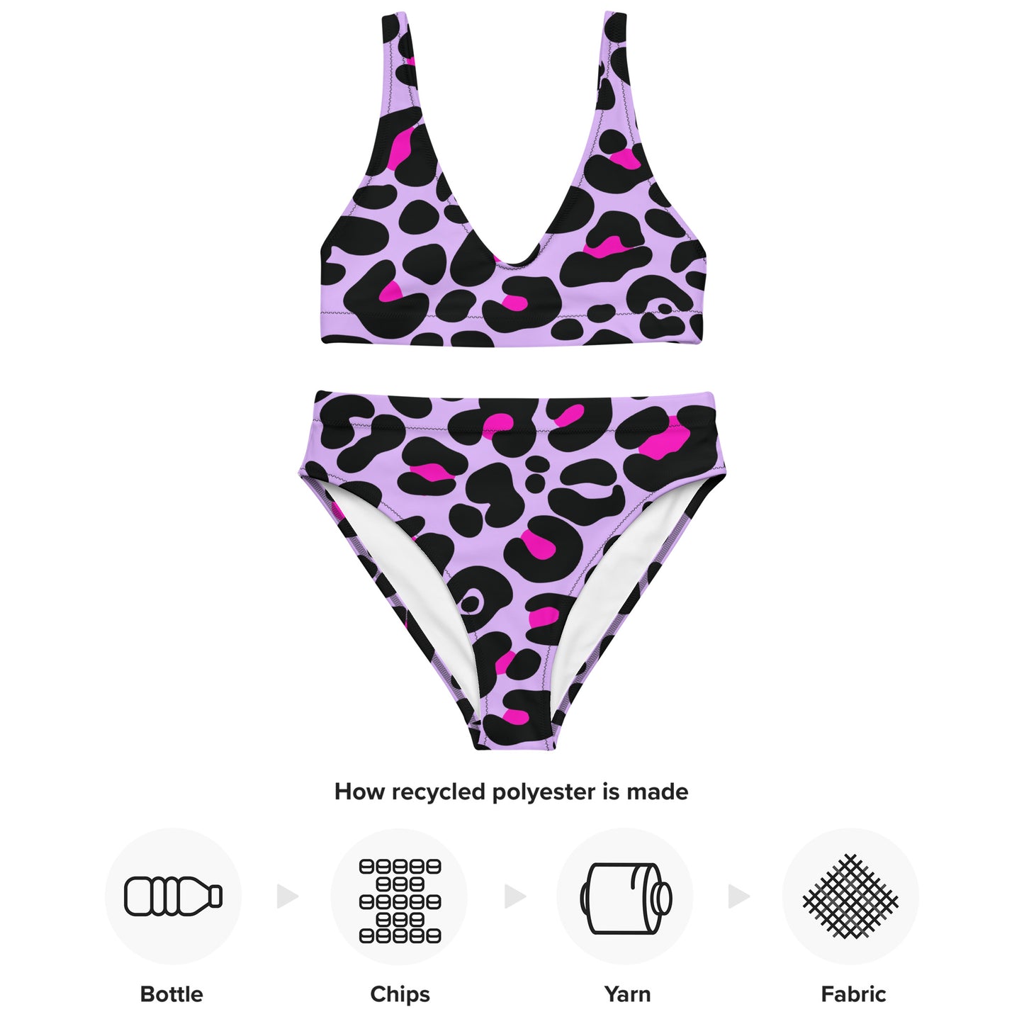 PURPLE & PINK LEOPARD RECYCLED HIGH-WAISTED BIKINI