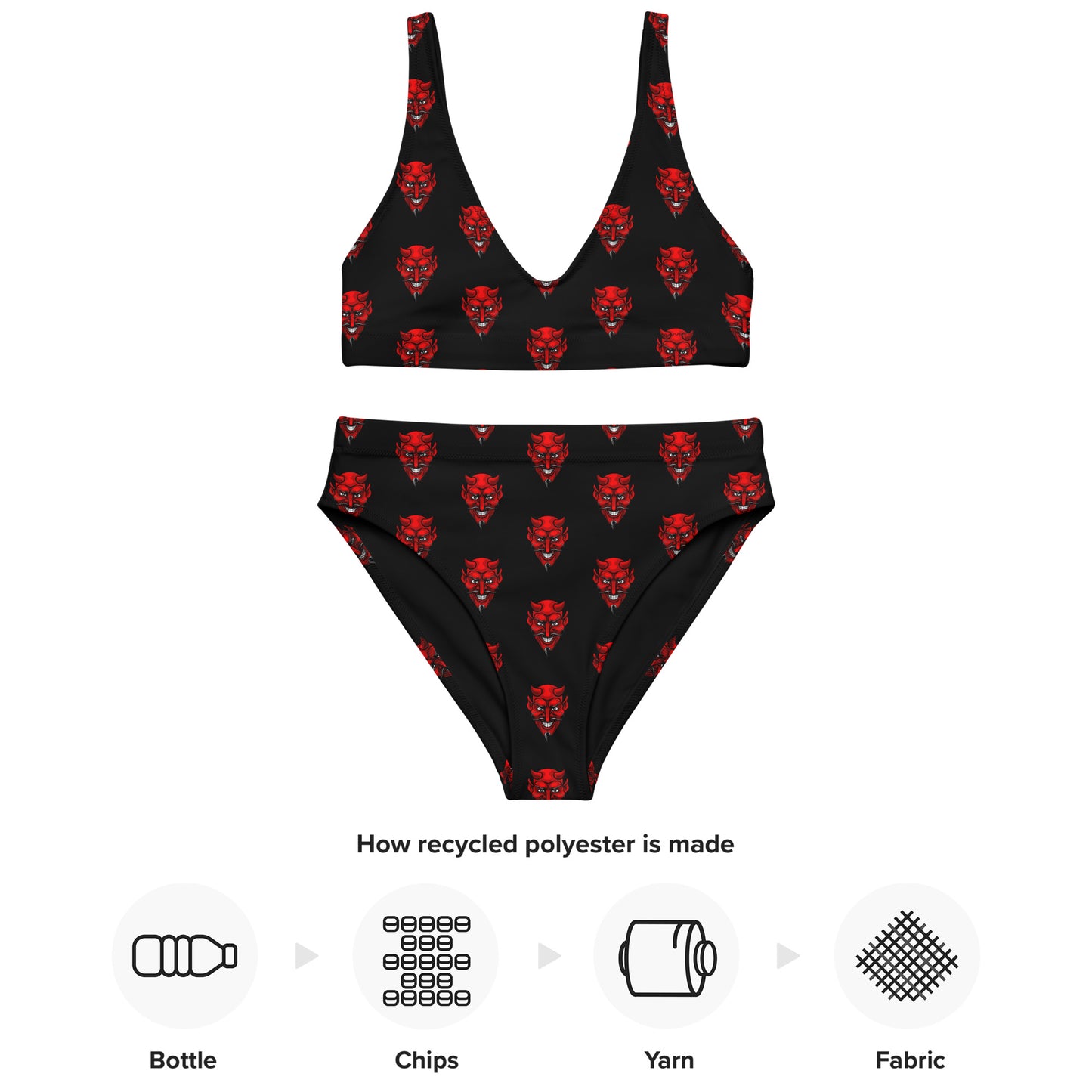 RED DEVIL RECYCLED HIGH-WAISTED BIKINI