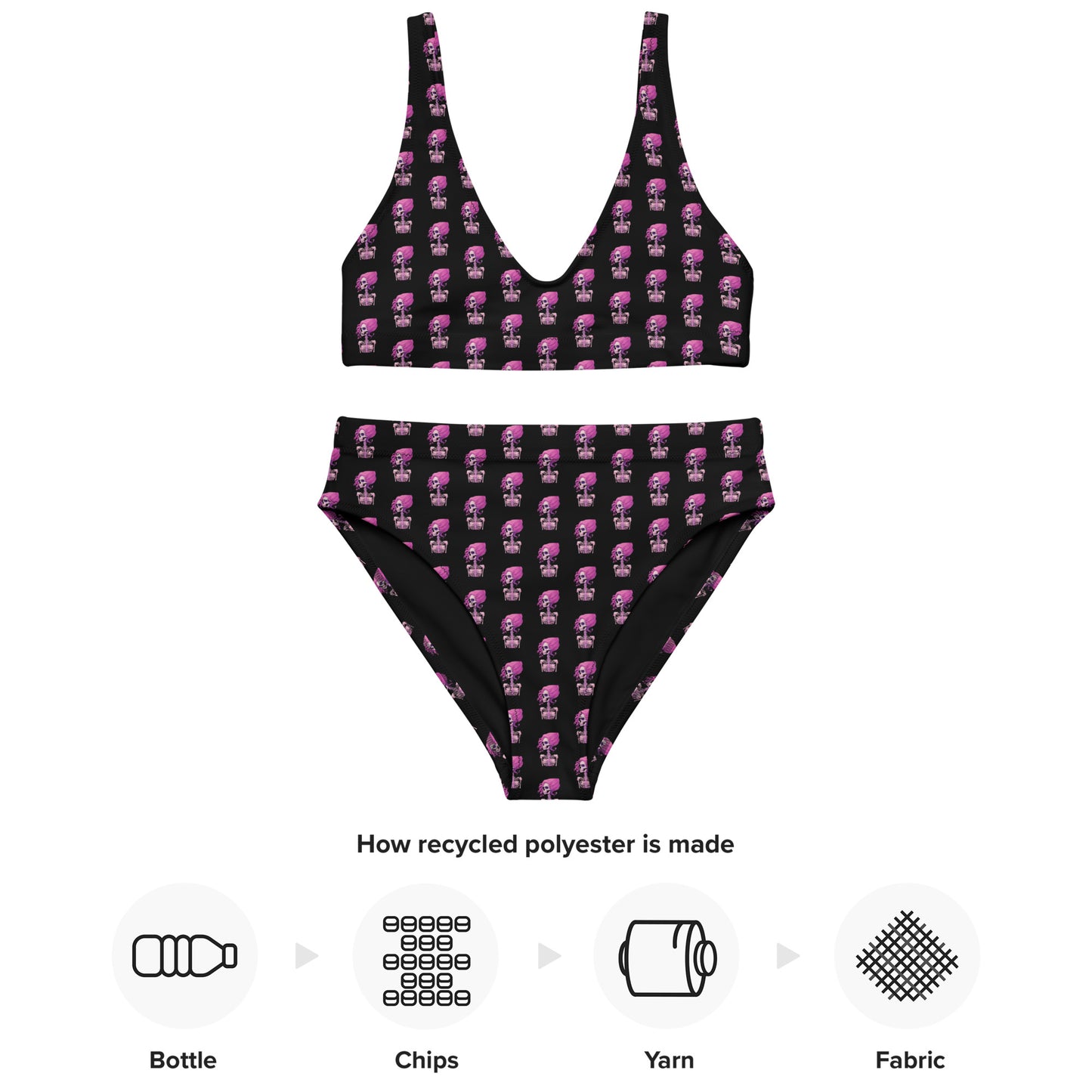 PINK SKELETON RECYCLED HIGH-WAISTED BIKINI
