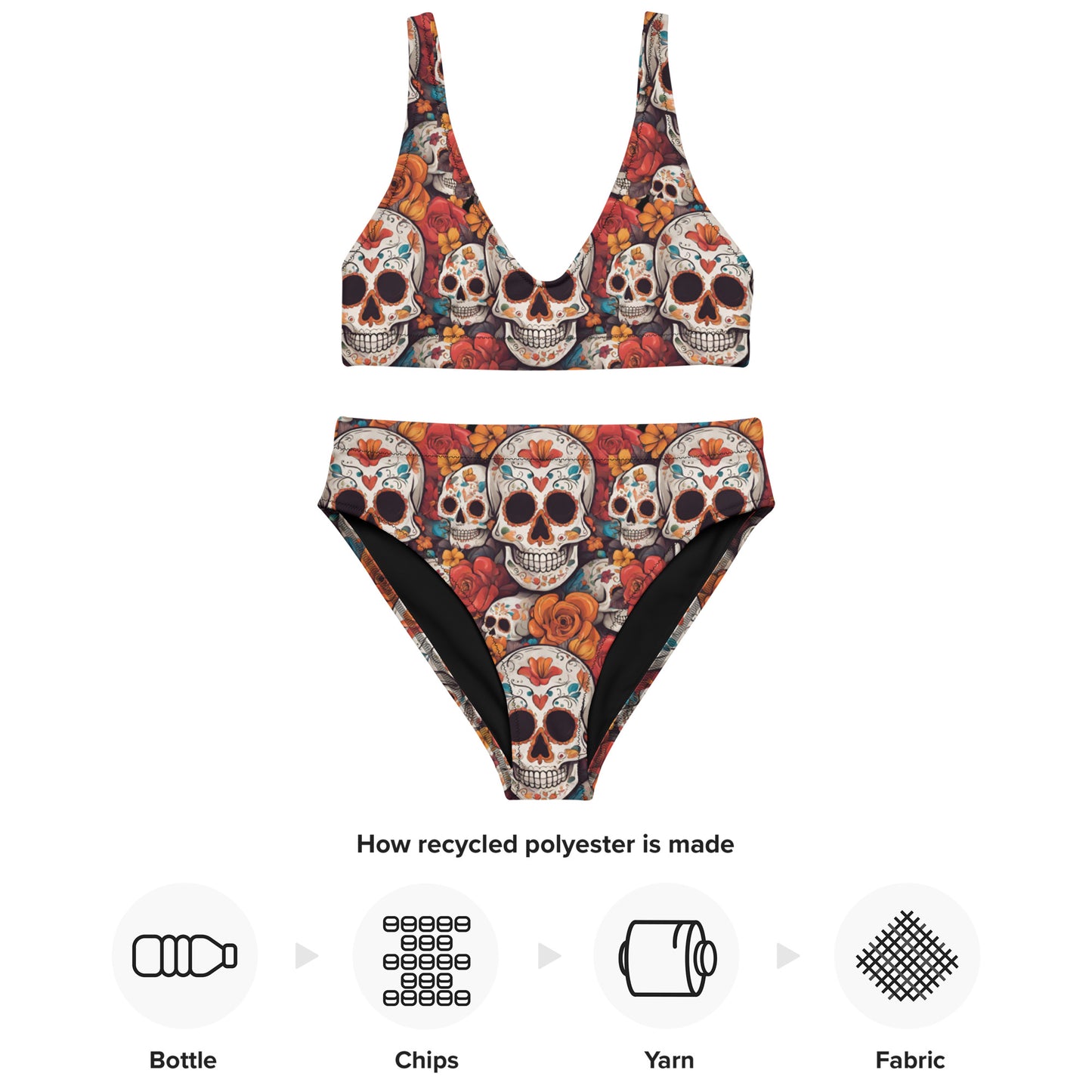 DIA DE LOS MUERTOS RECYCLED HIGH-WAISTED BIKINI