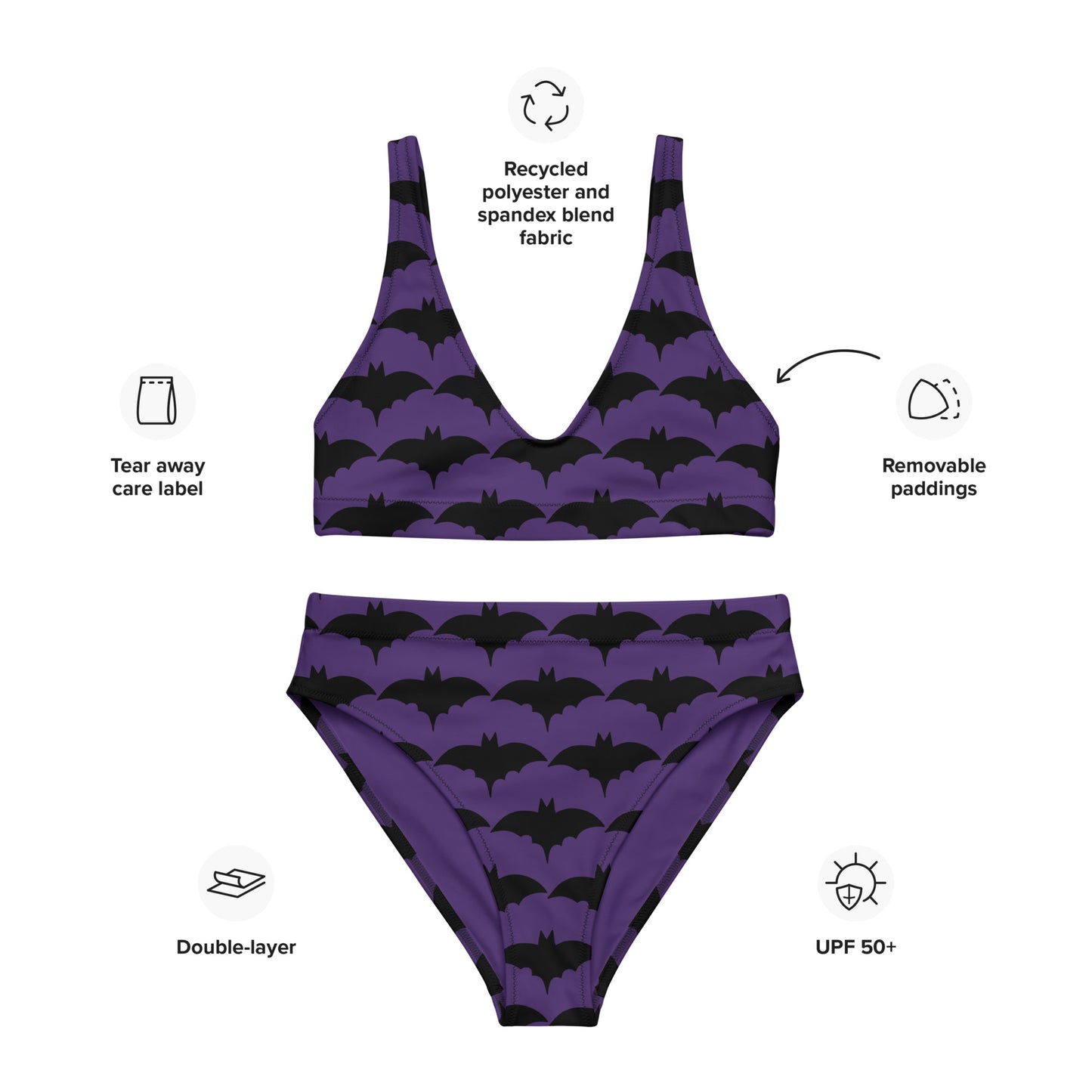 PURPLE BAT RECYCLED HIGH-WAISTED BIKINI