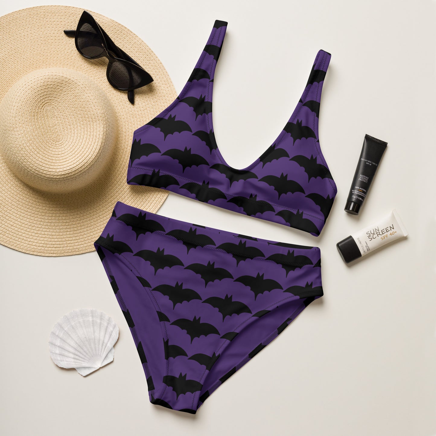 PURPLE BAT RECYCLED HIGH-WAISTED BIKINI