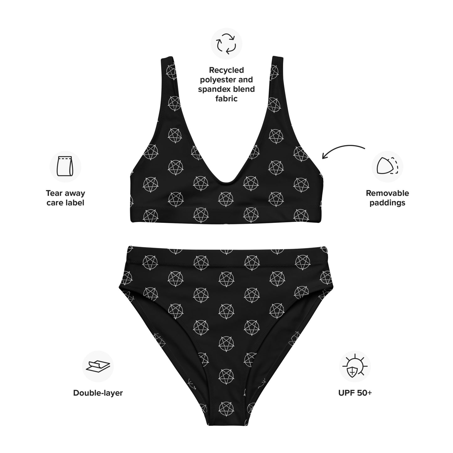INVERTED PENTAGRAM RECYCLED HIGH-WAISTED BIKINI