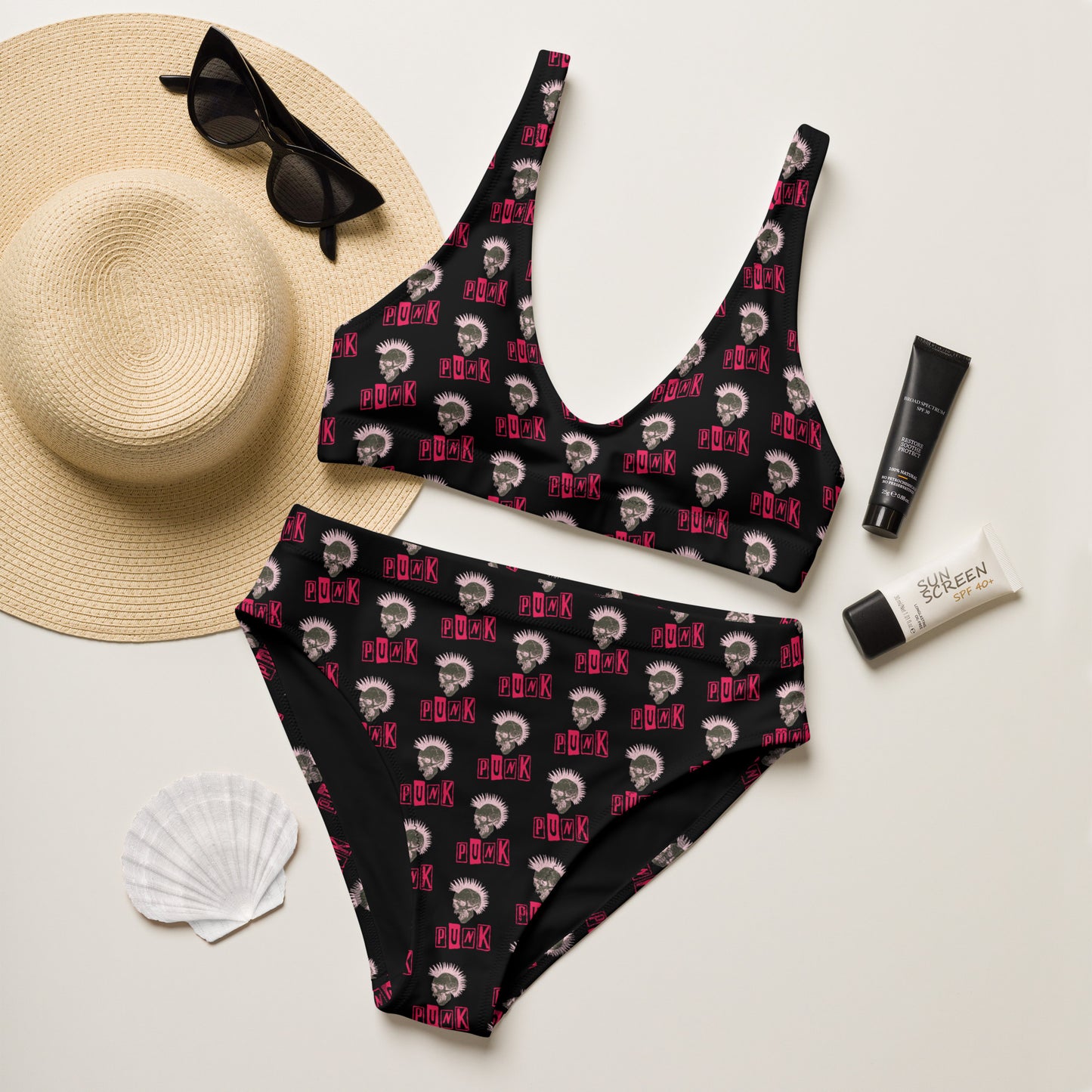 PUNK IS PINK RECYCLED HIGH-WAISTED BIKINI