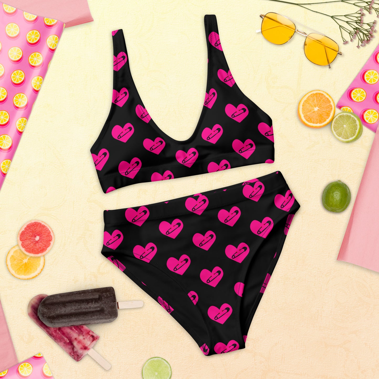 PINNED HEART RECYCLED HIGH-WAISTED BIKINI