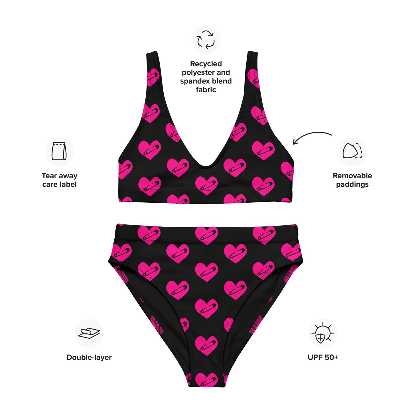 PINNED HEART RECYCLED HIGH-WAISTED BIKINI