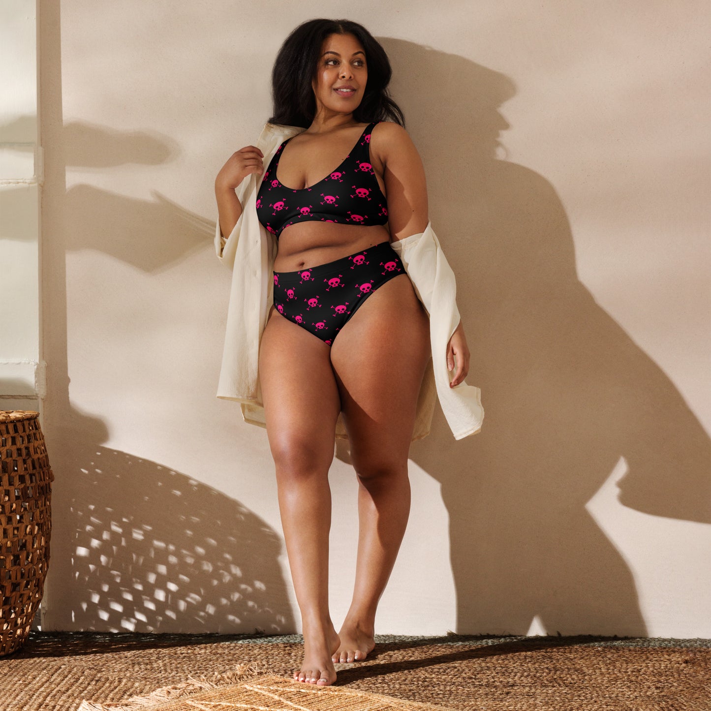 PINK SKULL & BONES RECYCLED HIGH-WAISTED BIKINI