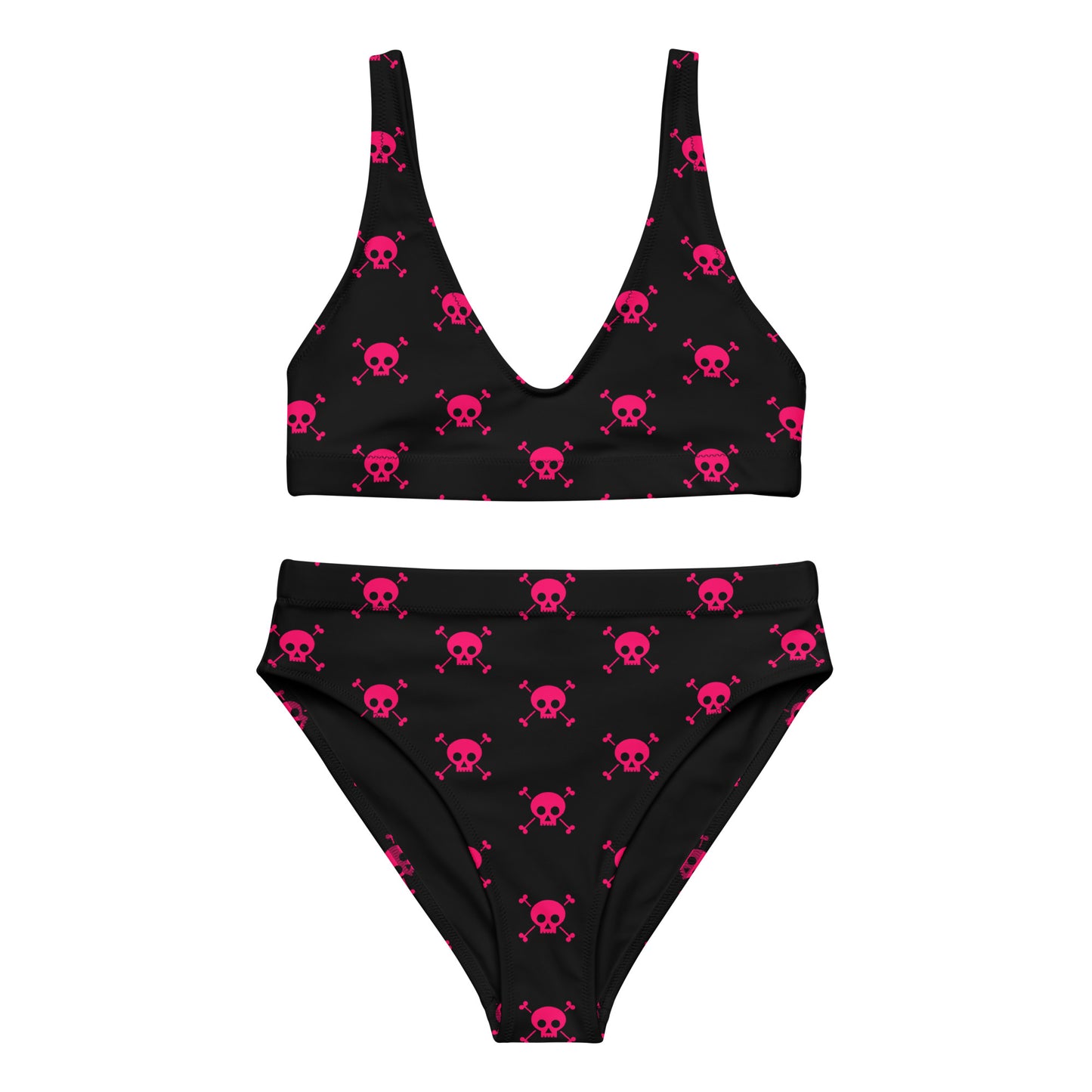 PINK SKULL & BONES RECYCLED HIGH-WAISTED BIKINI